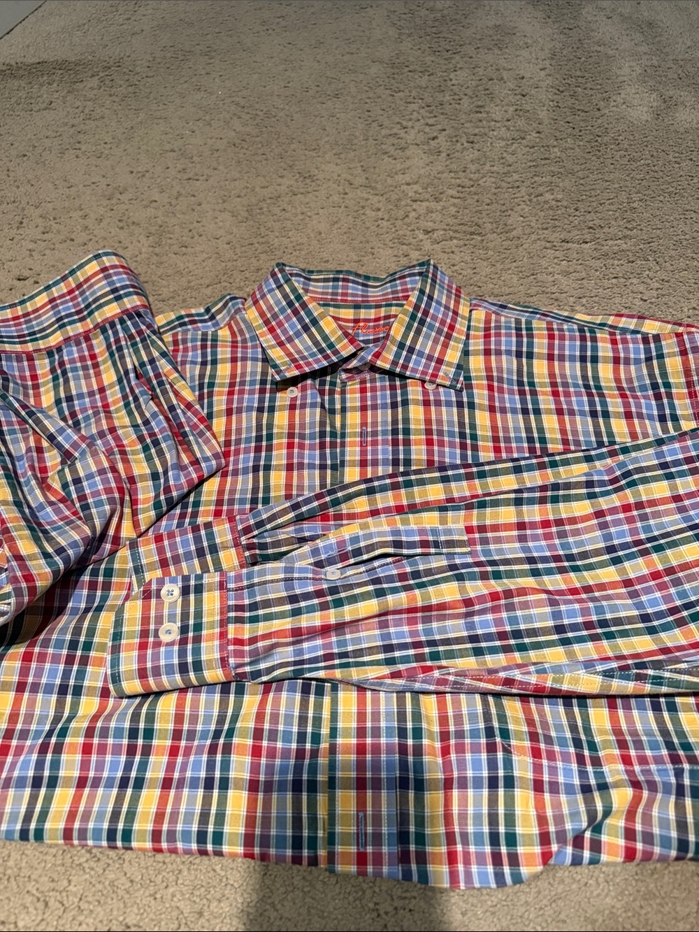 Alan Flusser Multicolor Plaid Cotton Button-Up Shirt